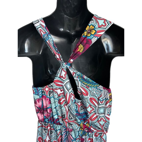 Women Love Tropical Print Maxi Sundress  Razor Back - Picture 5 of 10